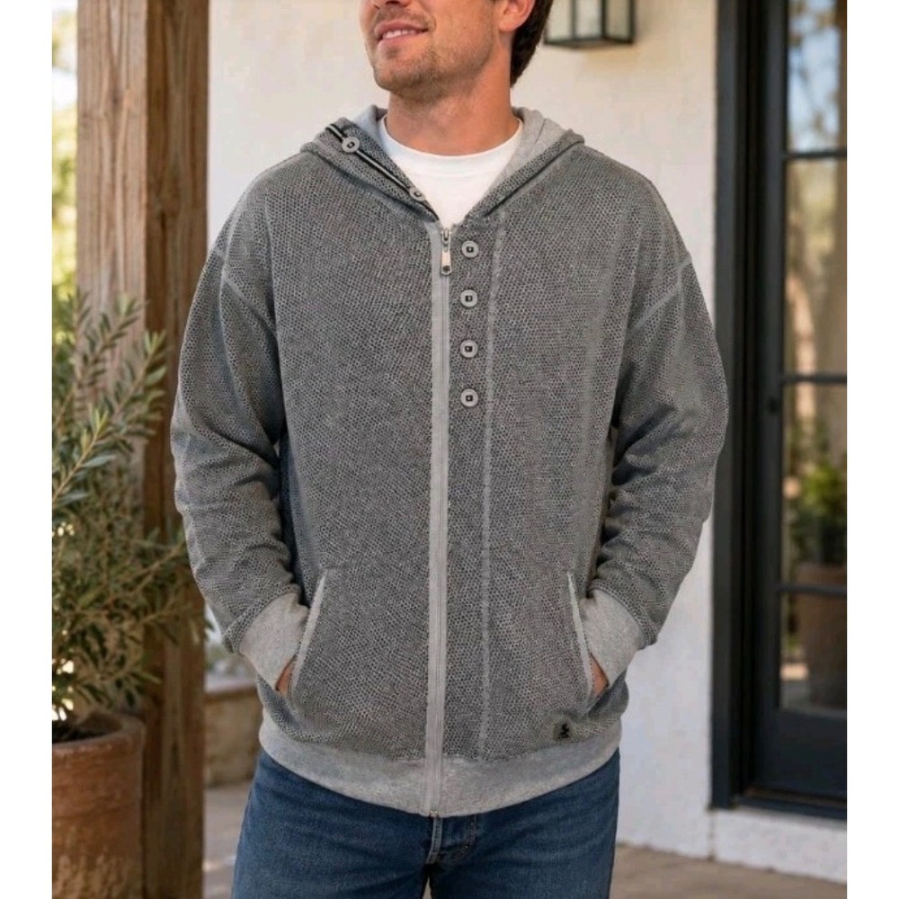 Artful Dodger Mens DWTM Full Zip Hoodie Gray Geometric Floral XL AM83-H05 NWT